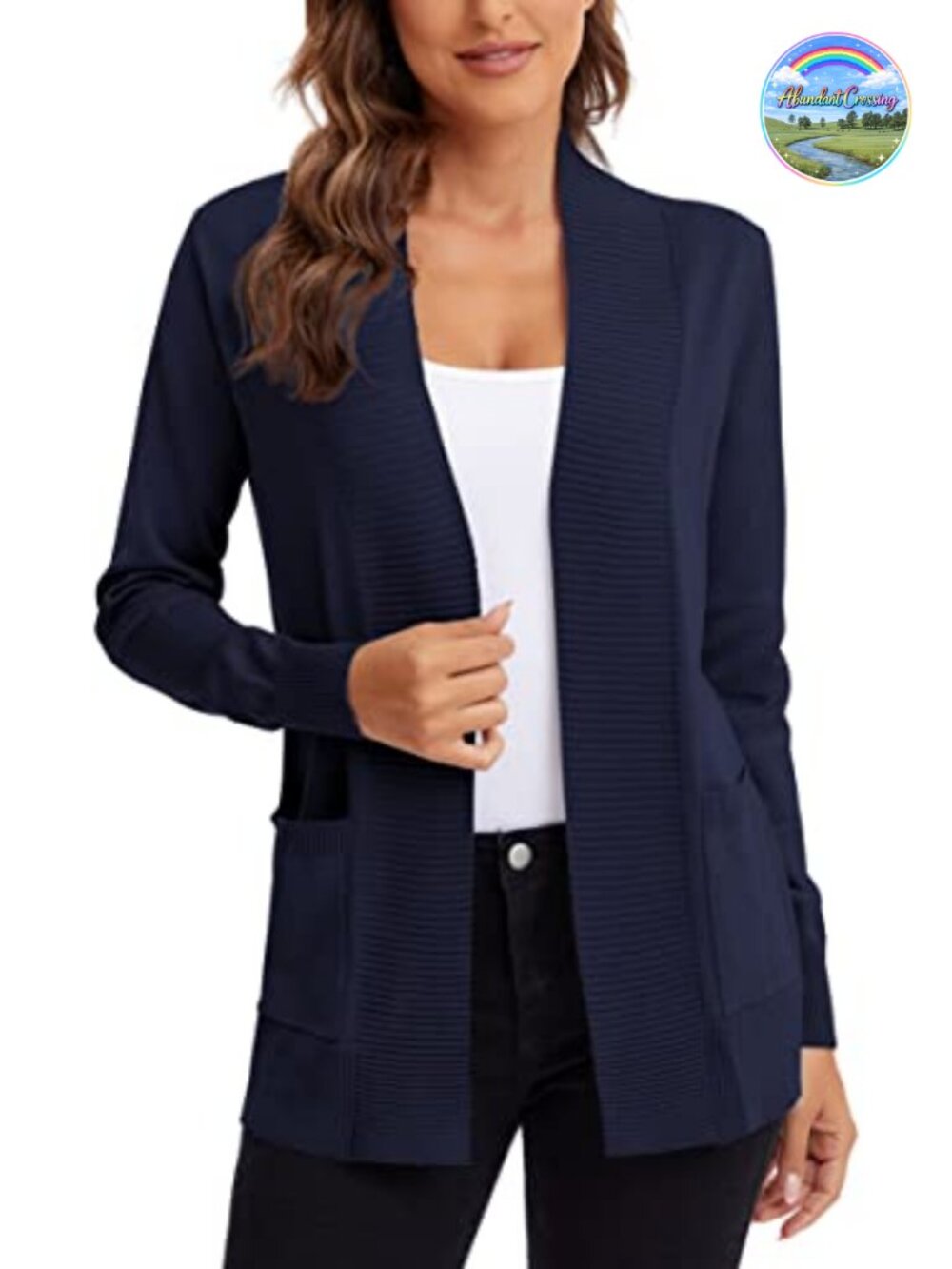 Lightweight Open Front Knit Cardigan Sweater with Pockets